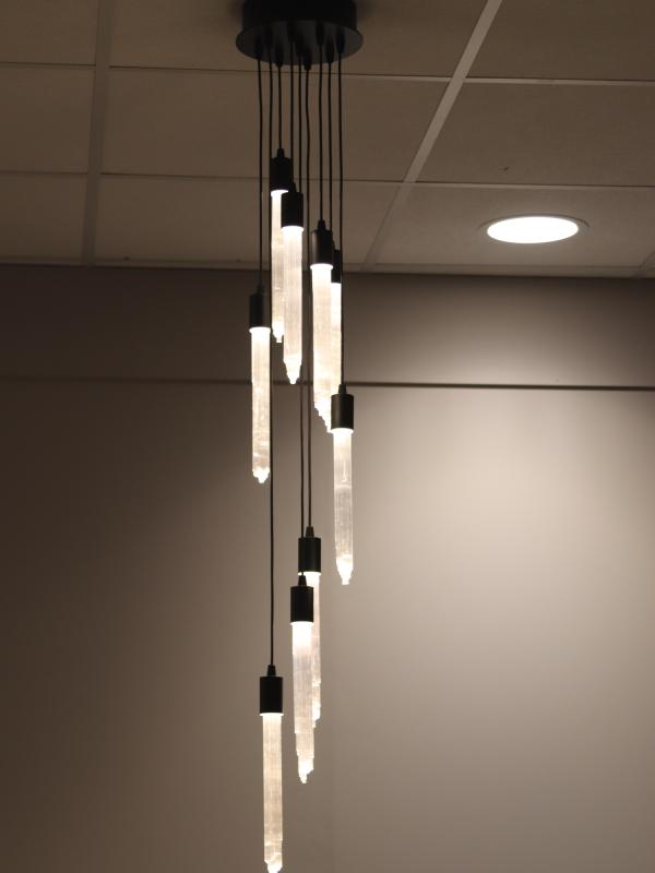 9 Icicles Selenite Chandelier